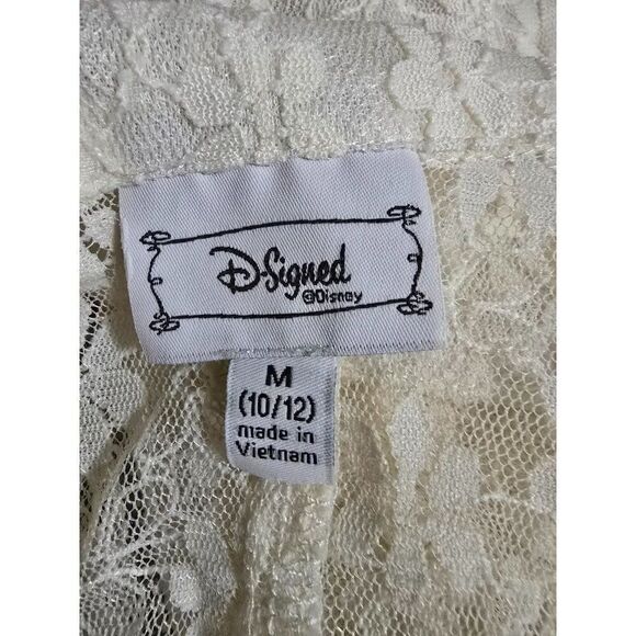 Floral Lace Cream Sheer Moto Jacket With Asymmetrical Zipper jr size M 10/12 - Picture 12 of 13